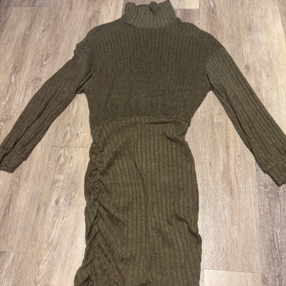 SHEIN Green Turtleneck Bodycon Dress Long Sleeve